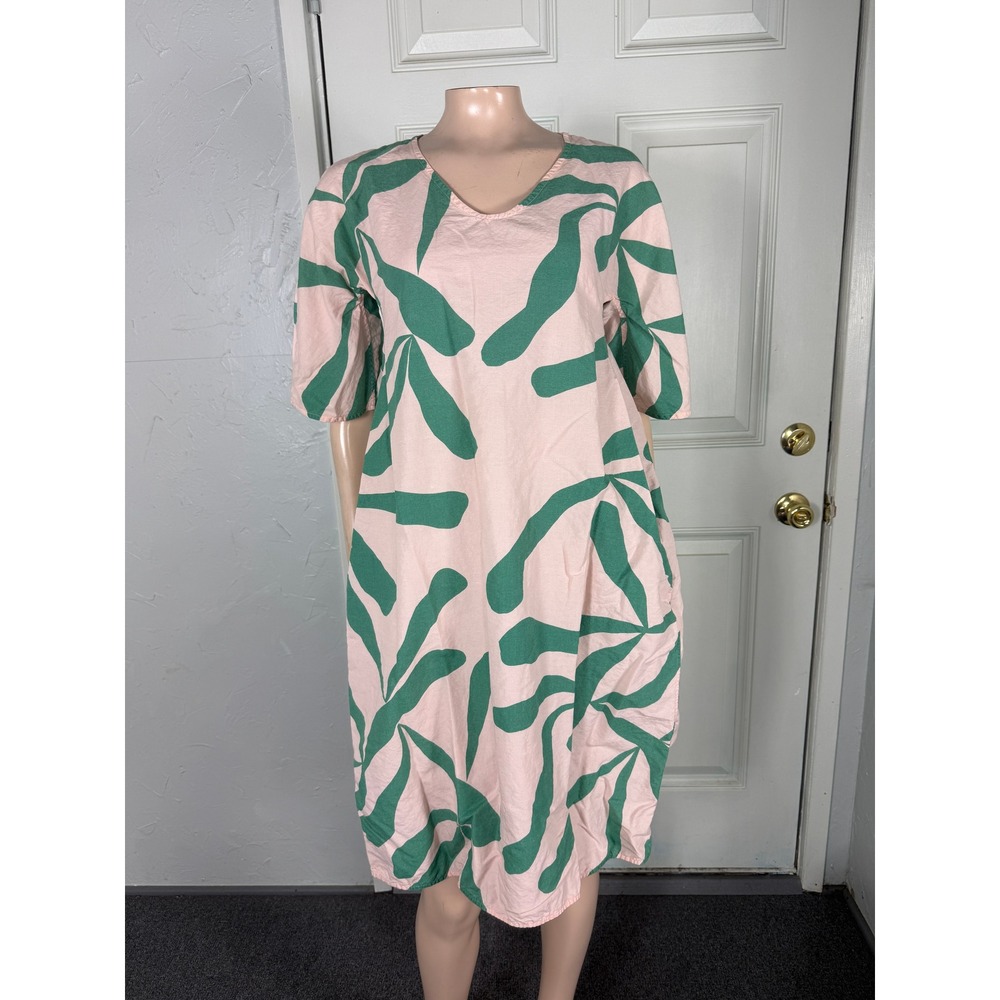 Marimekko Agnete Floretti Dress 36 US 6 A-line Cotton S/S Crew Shift Pocket EE10
